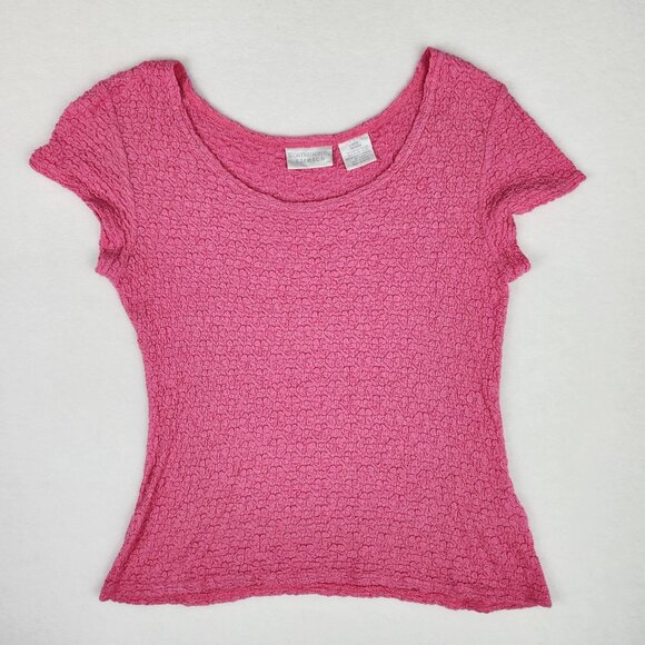 Worthington Stretch Womens Short Sleeve Top Size L Pink - Picture 7 of 8